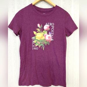 AEROPOSTALE Purple Graphic T-Shirt floral